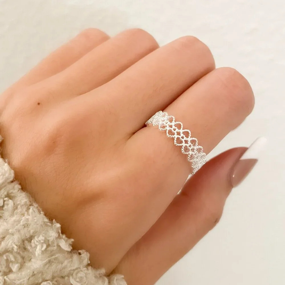 925 Sterling Silver Lace Ring Dainty Ring Band Delicate Ring Lacey Ring